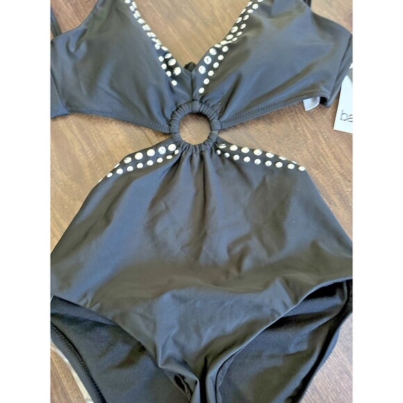 Bar III Women's Tell Me About It Studded Monokini side cut One-Piece Swimsuit L - Picture 7 of 10